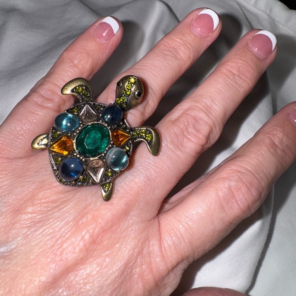 Turtle Gemstone Statement Ring – Substantial Bold Animal Jewelry